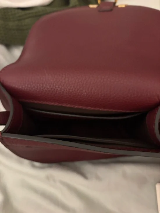 Small Taupe Leather Saddle Crossbody Bag - Picture 5 of 6